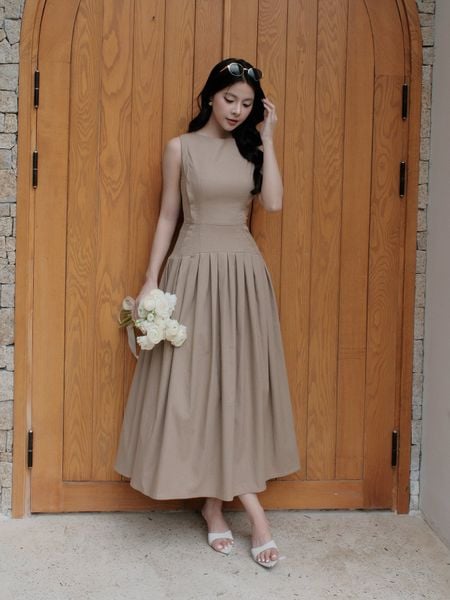  Đầm dạo phố linen dài cổ thuyền DAD47B 