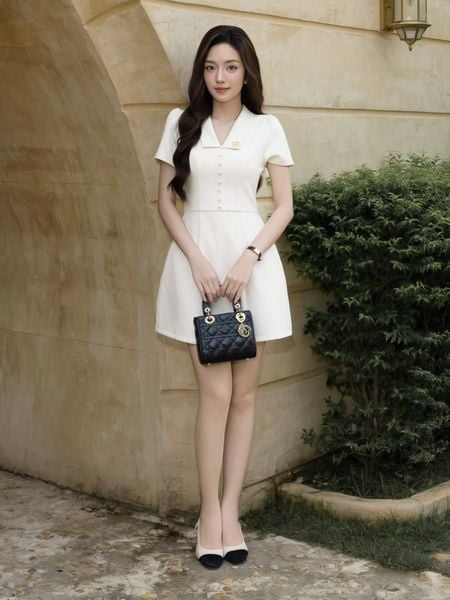 Đầm Công Sở Cotton Ngắn Cổ V - DAG23B