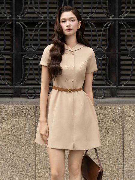 Đầm Xòe Công Sở Cotton Ngắn Cổ V - DAH23T - 1