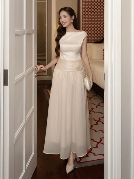 Đầm Xòe Tiệc Tafta Dài Hoa Cài - DAI06A - 1