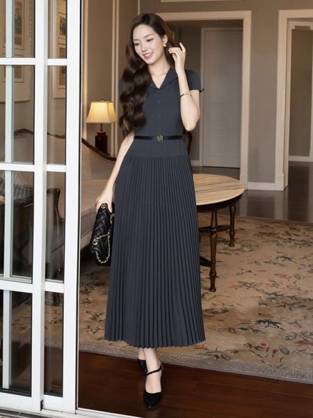 Đầm Xòe Công Sở Cotton Dài Cổ V - DAI23A - 1