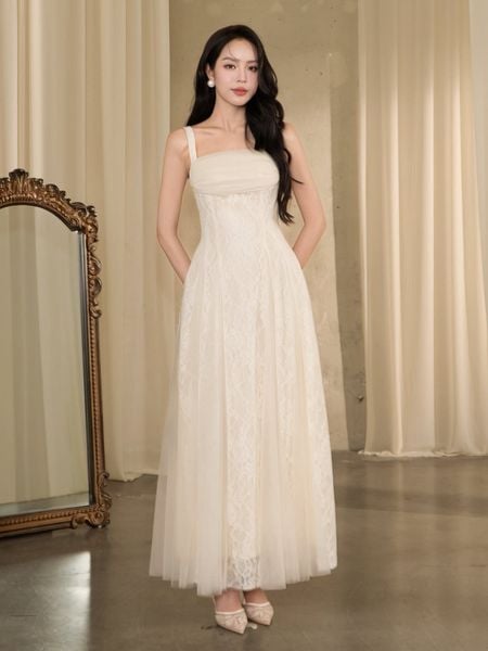Đầm Xòe Tiệc Ren Dài 2 Dây - DAK07B - 1