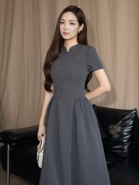 Đầm Xòe Công Sở Cotton Dài - DAK22A - 1