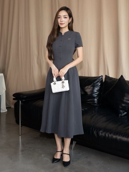 Đầm Xòe Công Sở Cotton Dài - DAK22A - 1