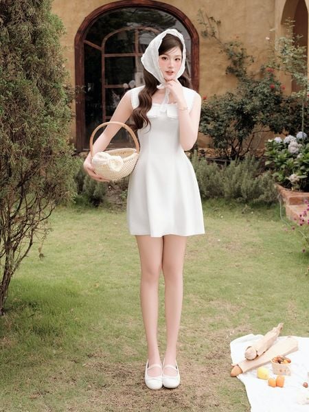  Đầm dạo phố cotton ngắn thêu hoa DAC76A 