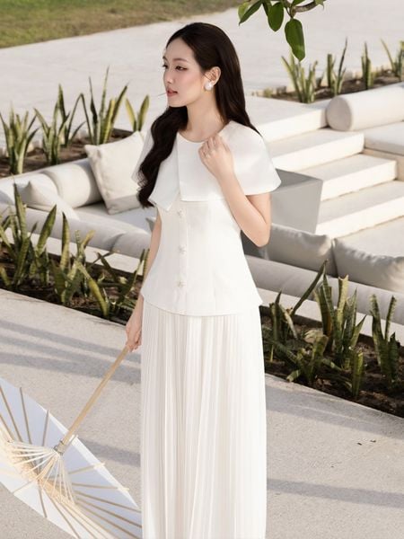  Đầm cúp ngực tiệc linen dài DAE07B 