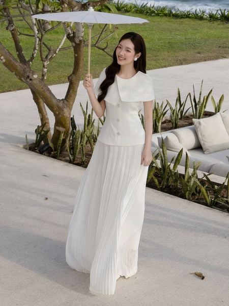  Đầm cúp ngực tiệc linen dài DAE07B 