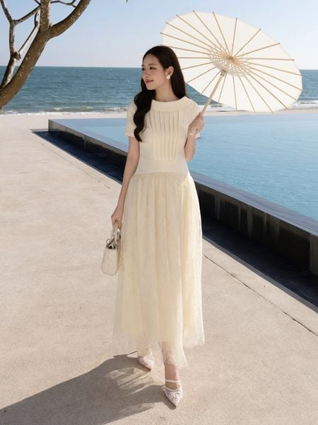 Đầm xòe tiệc cotton dài tùng vòm DAE04A