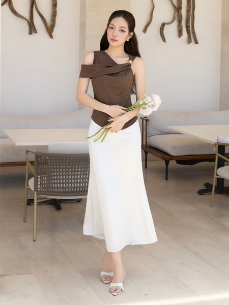 Áo kiểu dạo phố thun cổ xéo AAE42H