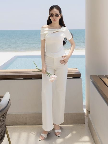 Áo kiểu dạo phố thun xoắn nút AAE41H