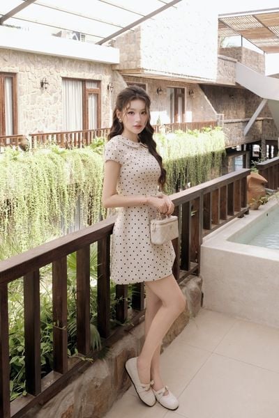 Đầm xòe dạo phố cotton ngắn+belt DAE78B