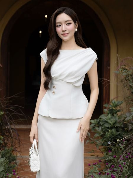Áo Kiểu Tiệc Cotton Cổ Thuyền - AAG07B