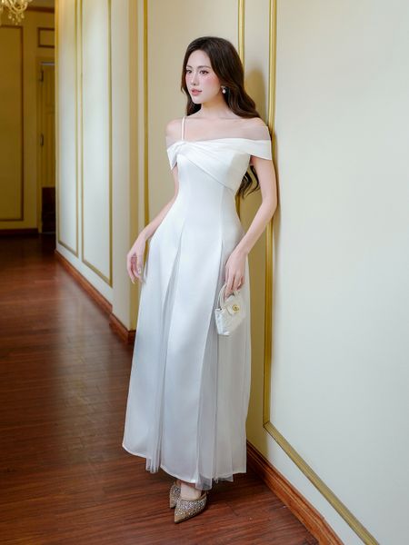  Đầm dự tiệc dài xòe trễ vai - D3998B 