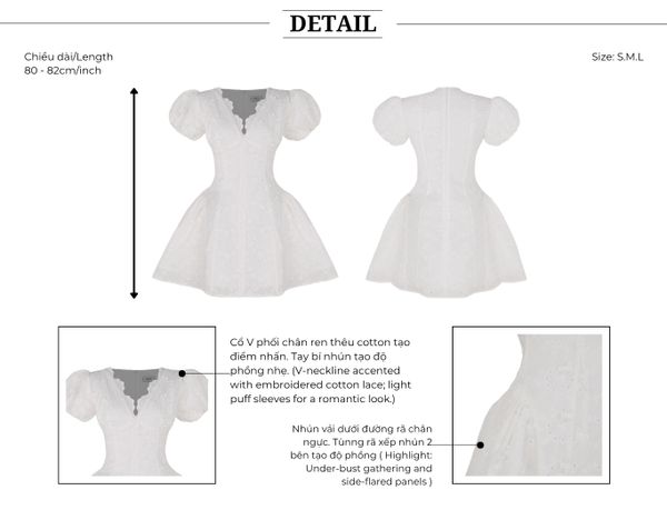  Đầm dạo phố cotton ngắn thêu hoa - DAC76A 