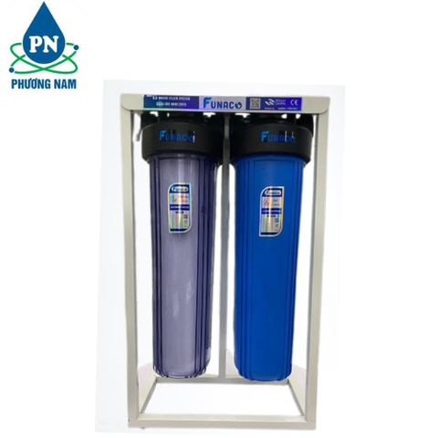 Lọc Nước Đầu Nguồn 2 Cấp Biglue 20inch Funaco (Trong-Xanh-Kèm Khung)