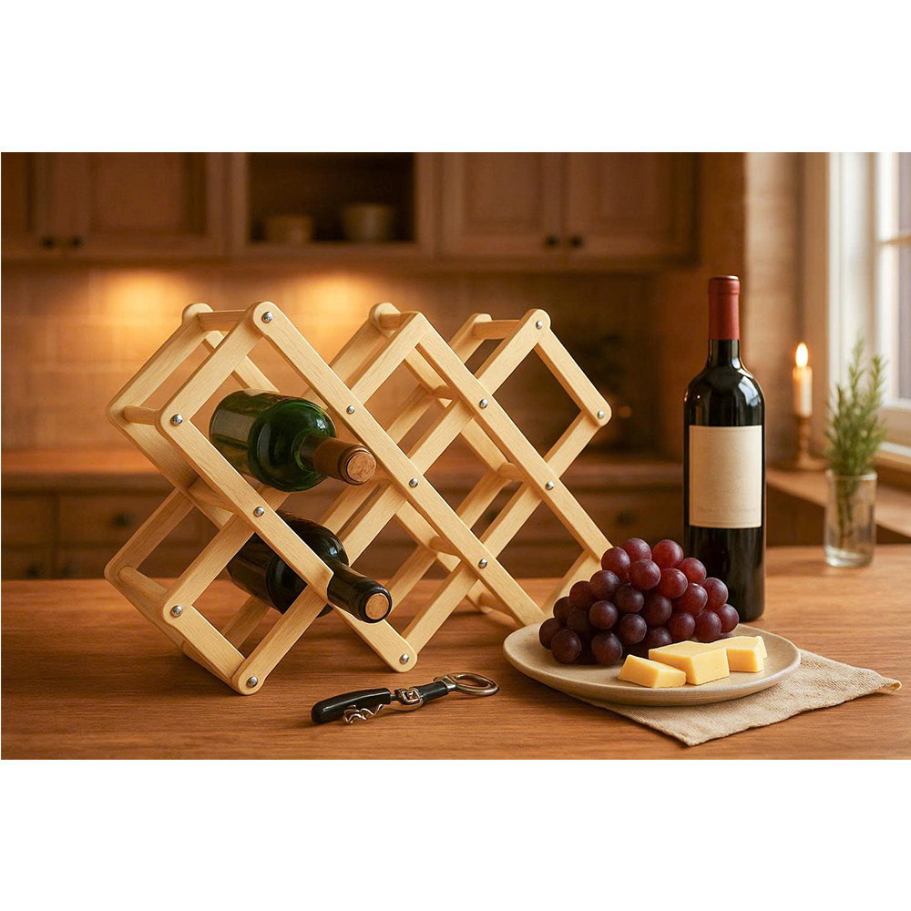 Kệ rượu xếp 10 chai Gỗ Đức Thành 40401