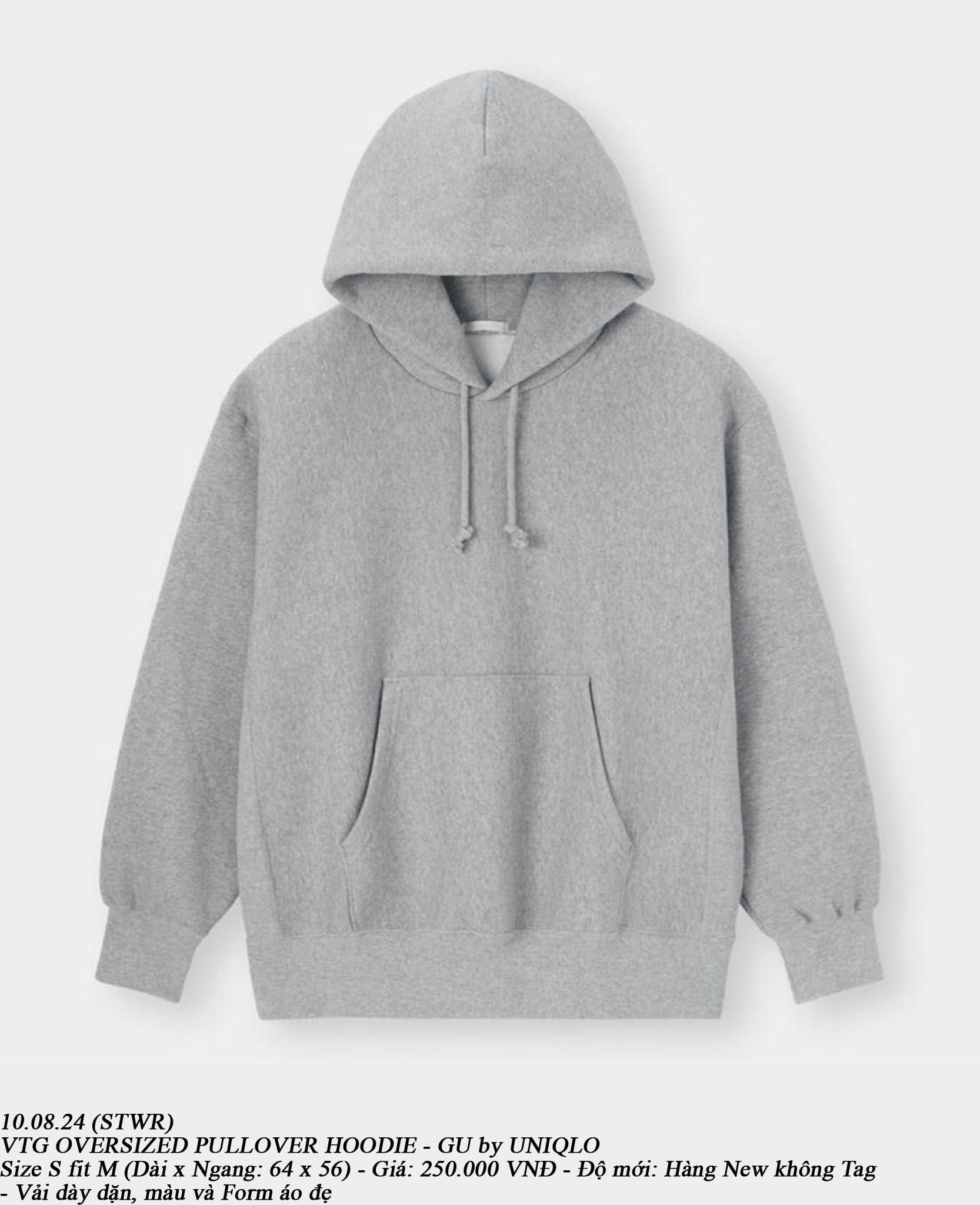  10.08.24 - VTG OVERSIZED PULLOVER HOODIE - GU by UNIQLO 