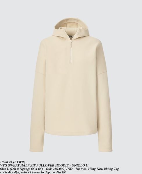  10.08.24 - VTG SWEAT HALF ZIP PULLOVER HOODIE - UNIQLO U 