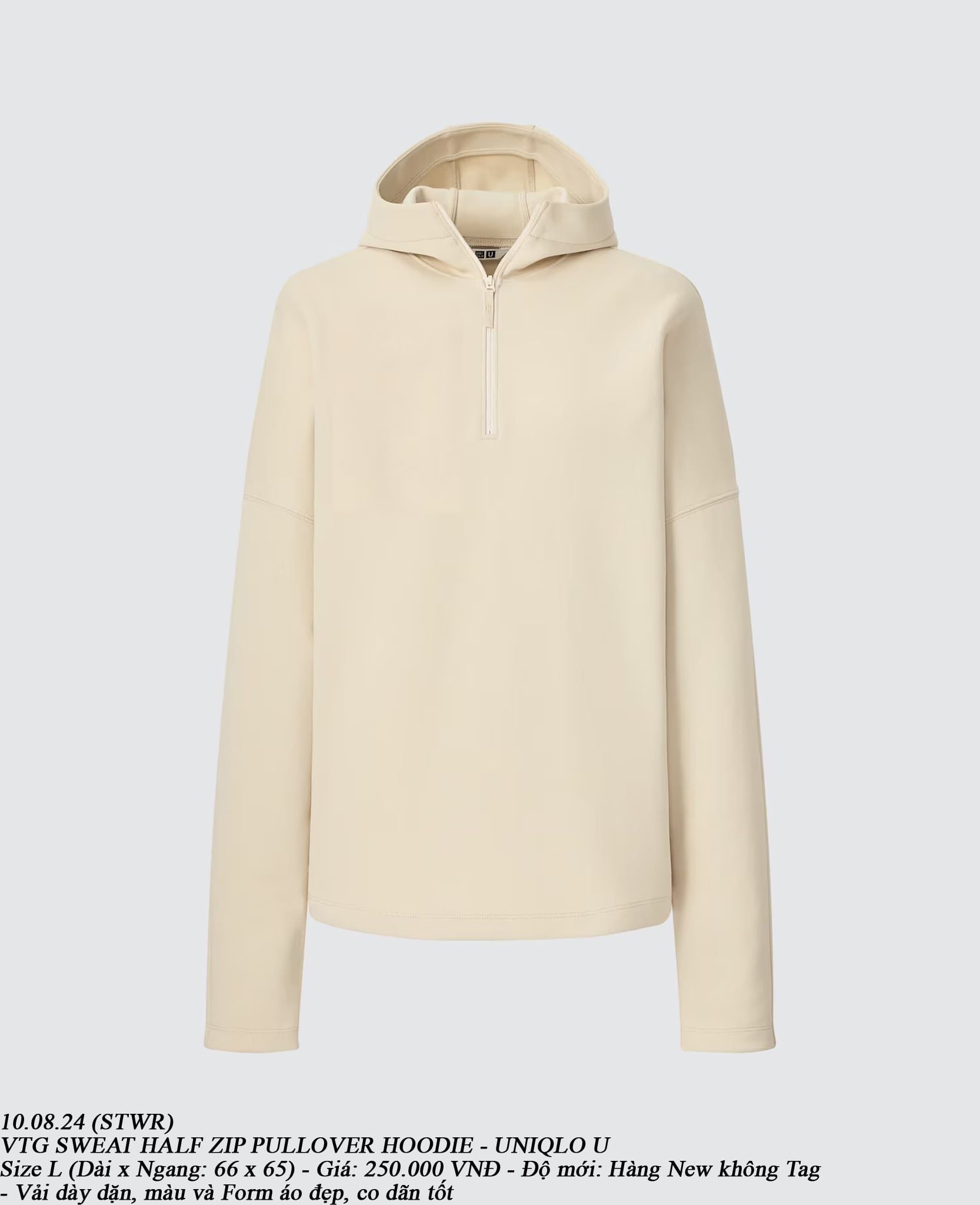  10.08.24 - VTG SWEAT HALF ZIP PULLOVER HOODIE - UNIQLO U 