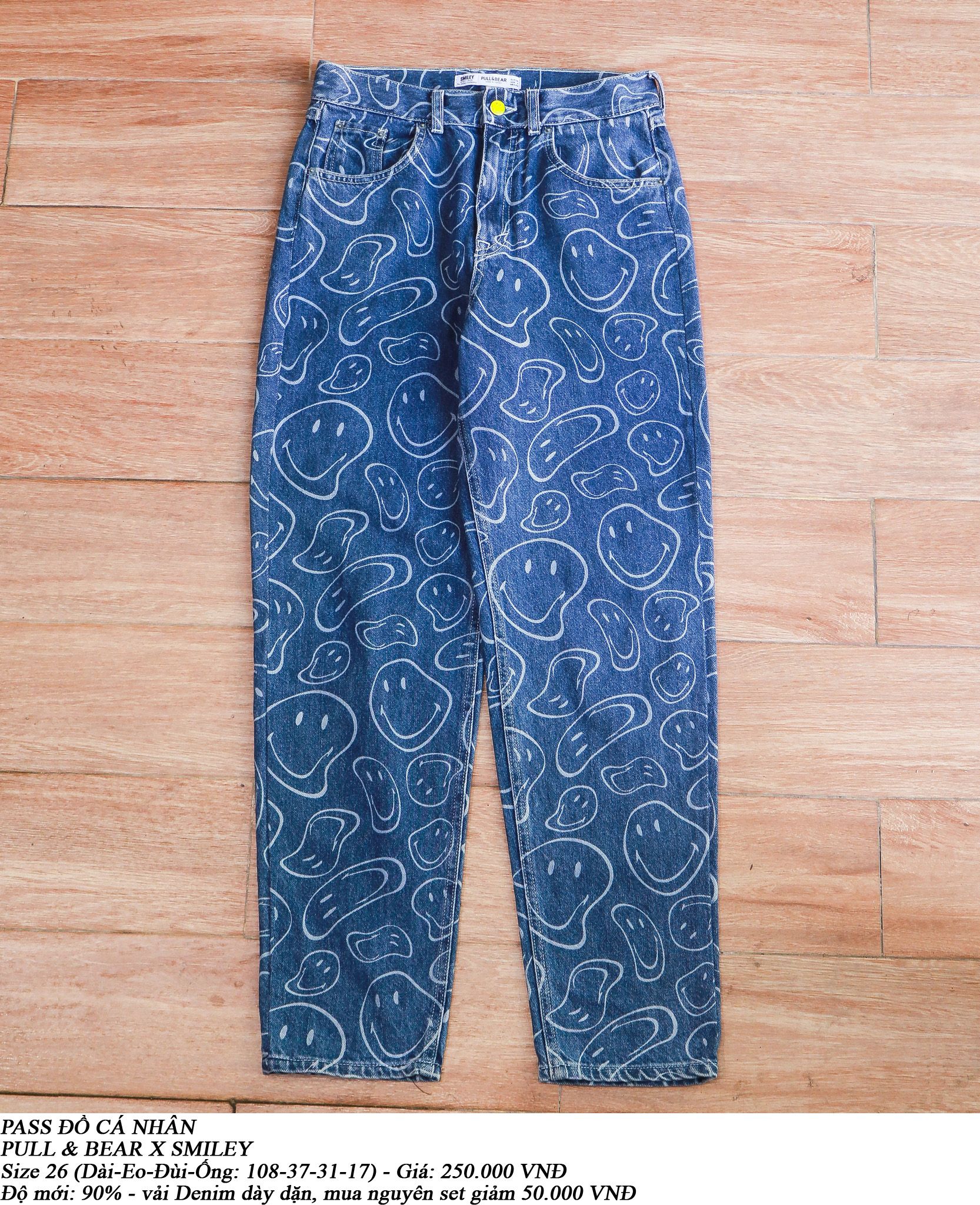  [PASS ĐỒ] - DENIM PANTS - PULL & BEAR X SMILEY 