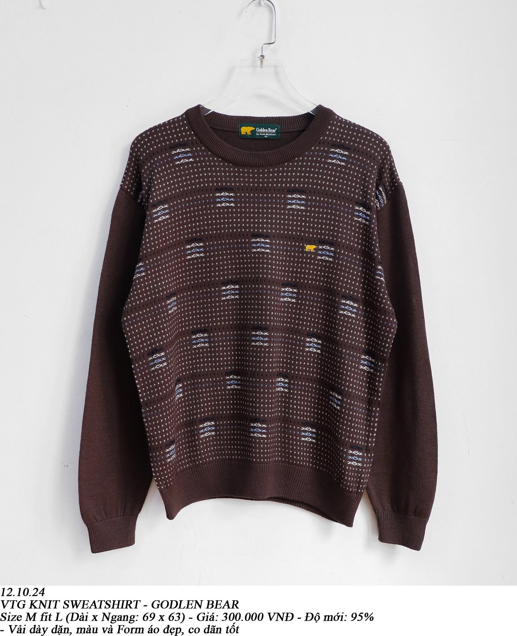  12.10.24 - VTG KNIT SWEATSHIRT - GOLDEN BEAR 