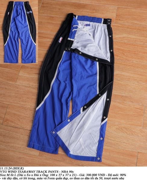  11.11.24 - VTG WIND TEARAWAY TRACK PANTS - NBA 90s 