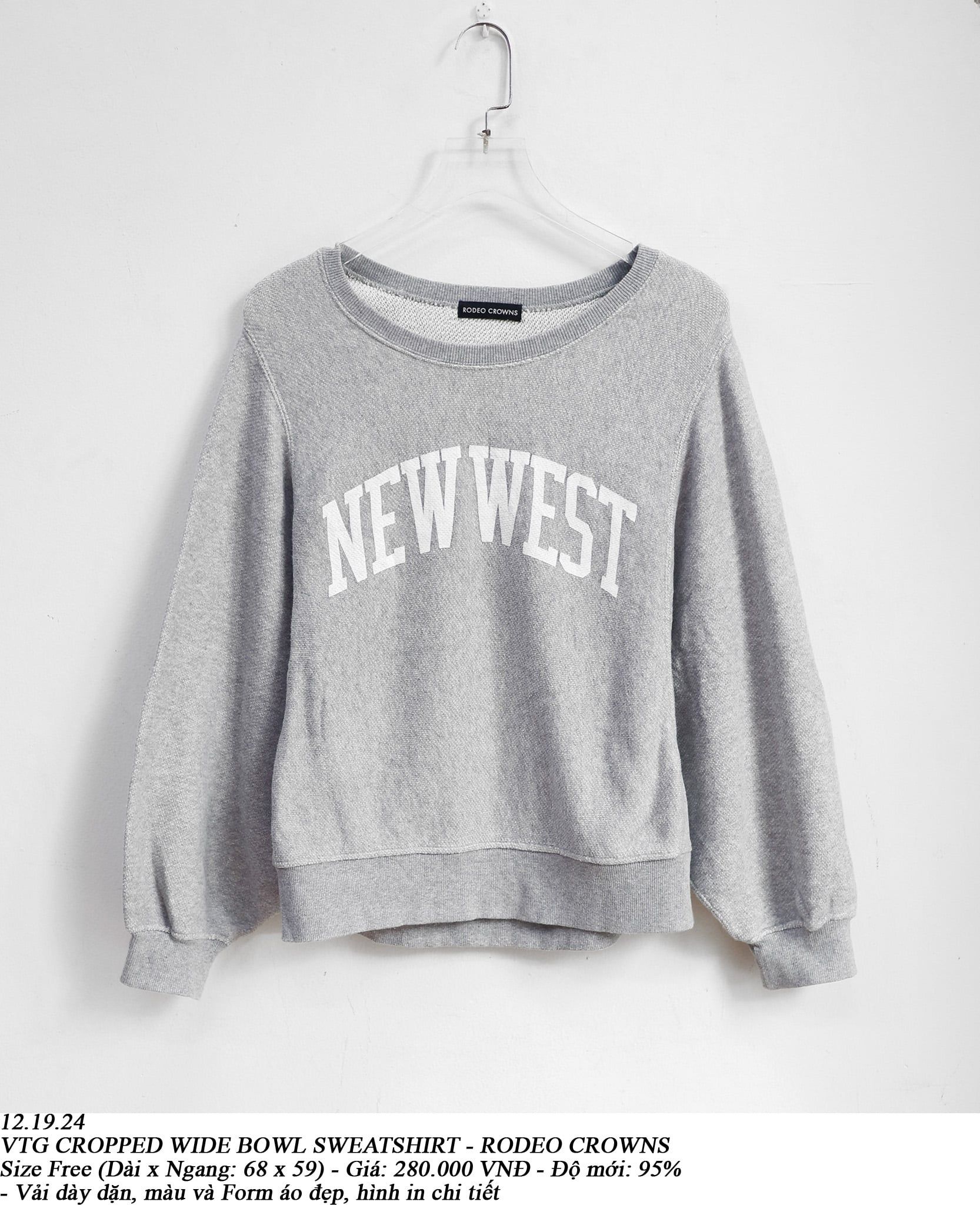  12.19.24 - VTG CROPPED WIDE BOWL SWEATSHIRT - RODEO CROWNS 