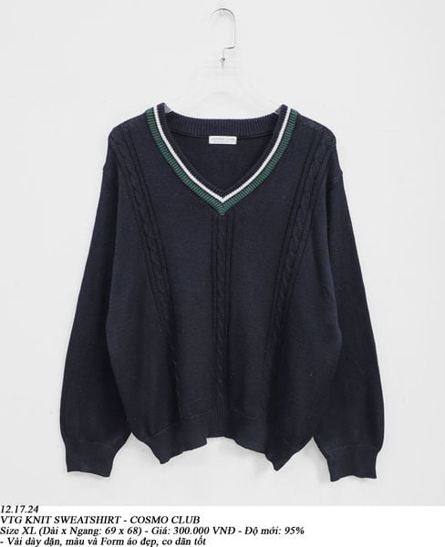  12.17.24 - VTG KNIT SWEATSHIRT - COSMO CLUB 