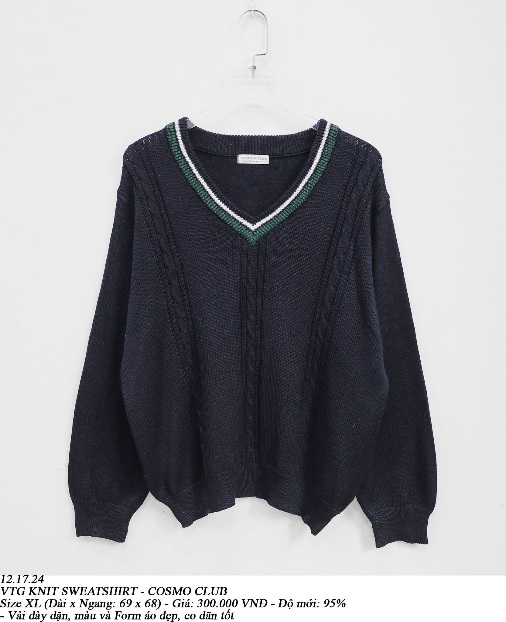  12.17.24 - VTG KNIT SWEATSHIRT - COSMO CLUB 