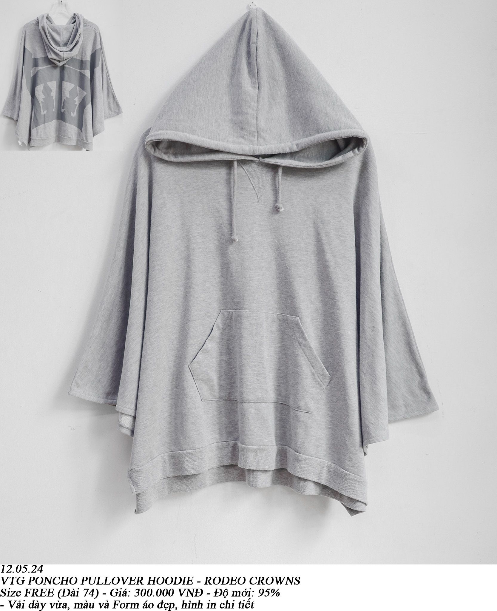 12.05.24 - VTG PONCHO PULLOVER HOODIE - RODEO CROWNS 