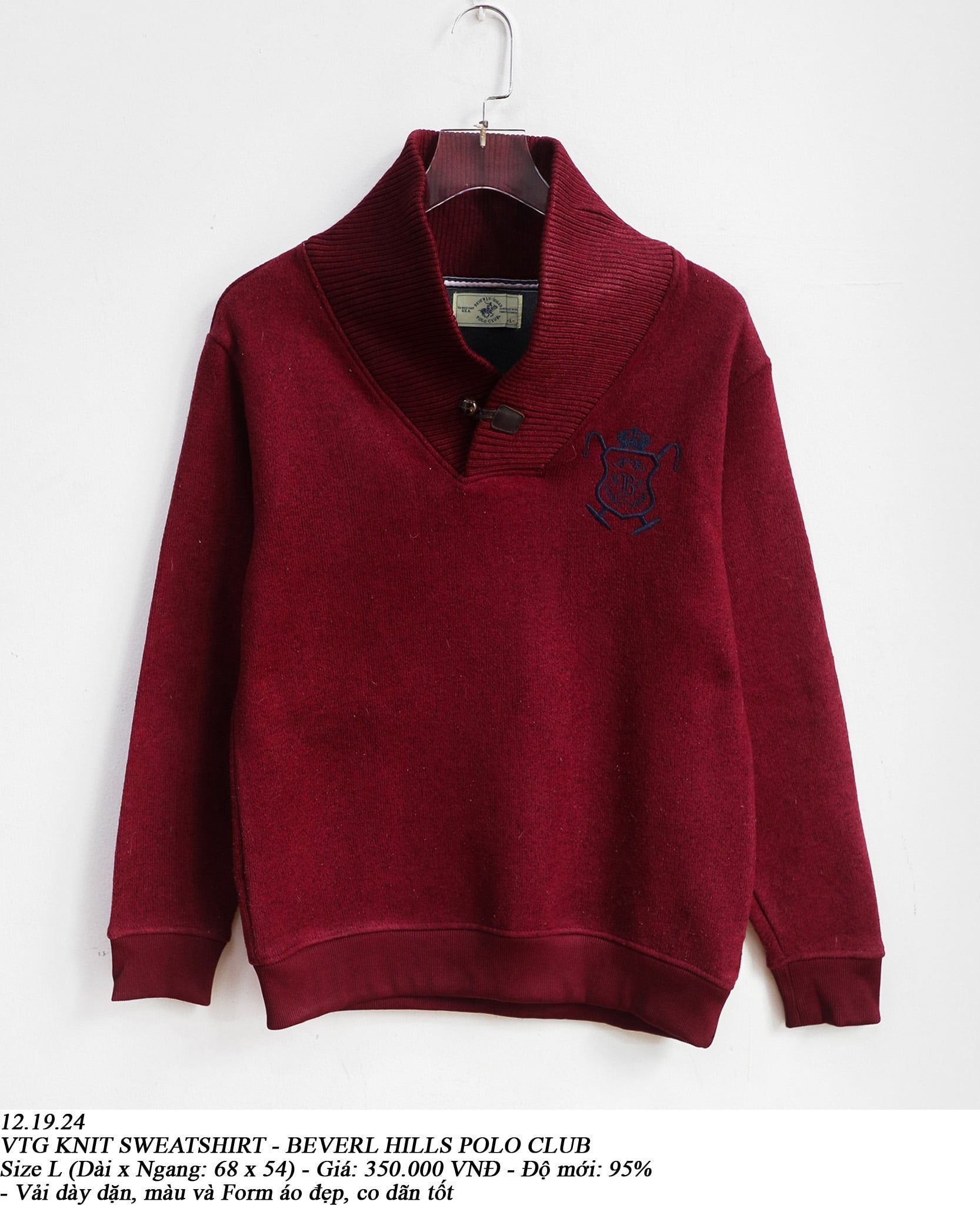  12.19.24 - VTG KNIT SWEATSHIRT - BERVELY HILLS POLO CLUB 