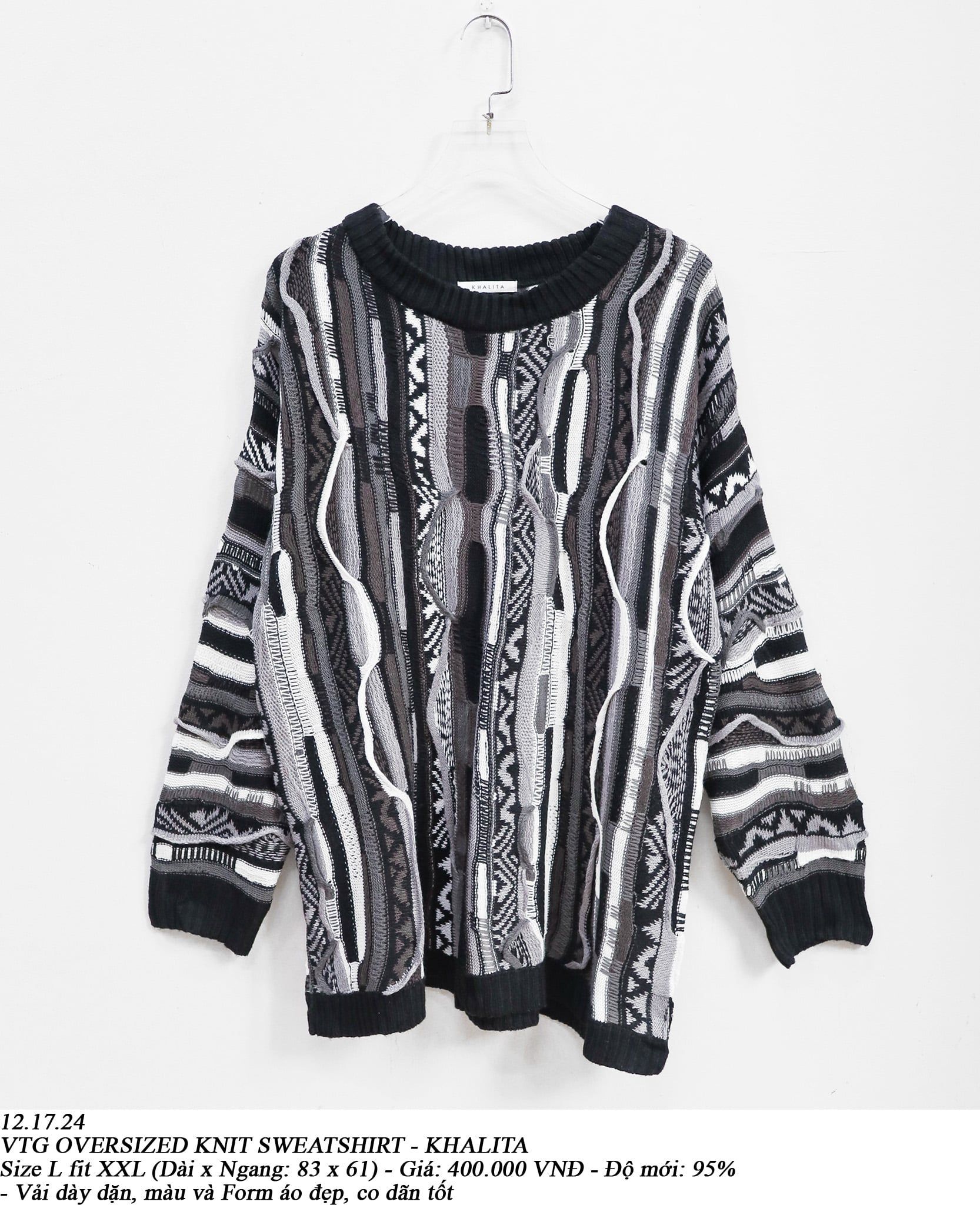  12.17.24 - VTG OVERSIZED KNIT SWEATSHIRT - KHALITA 