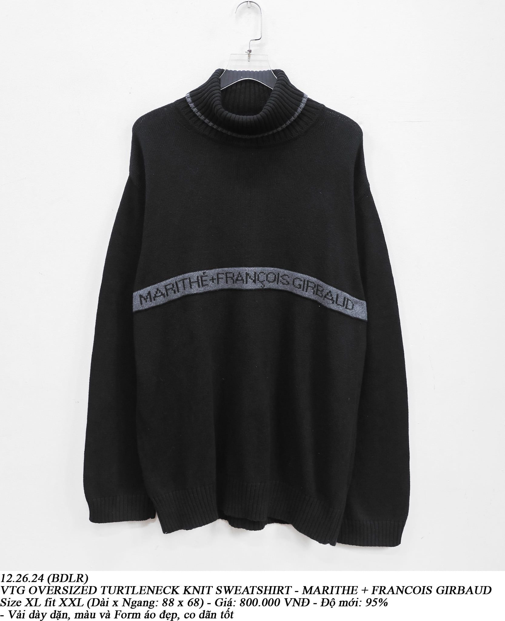  12.26.24 - VTG OVERSIZED TURTLENECK KNIT SWEATSHIRT - MARITHE+ FRANCOIS GIRBAUD 