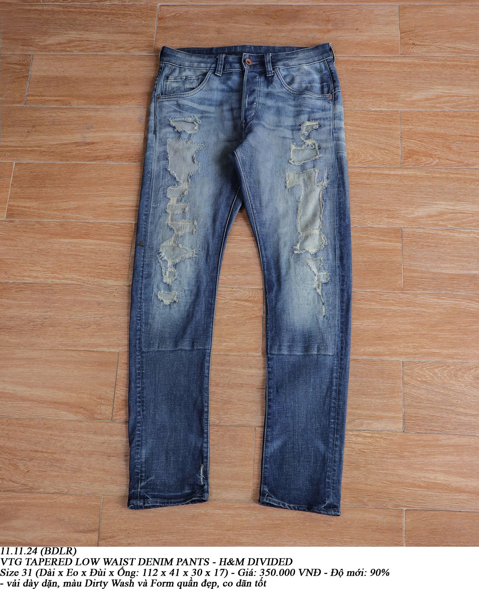  11.11.24 - VTG TAPERED LOW WAIST DENIM PANTS - H&M DIVIDED 