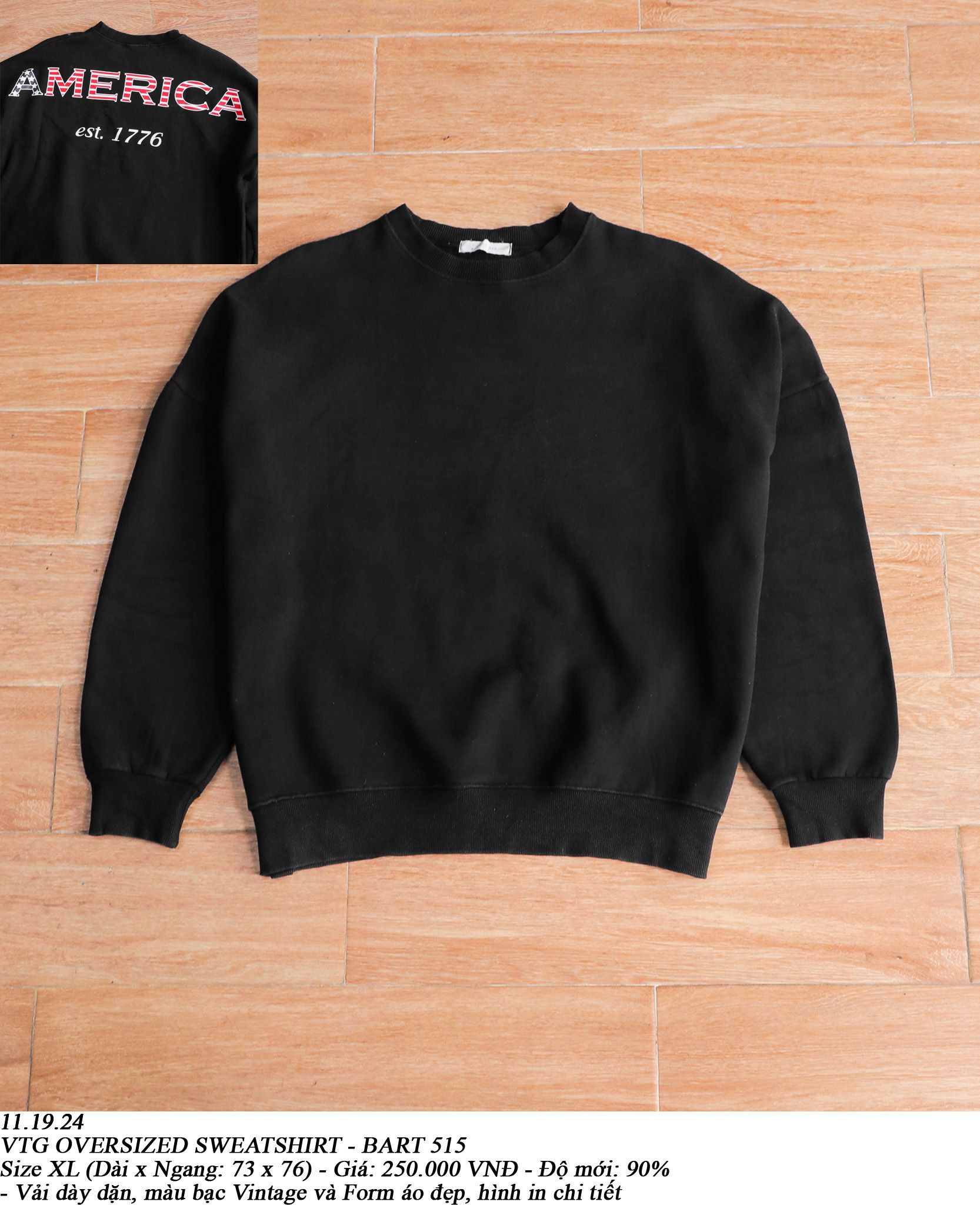  11.19.24 - VTG OVERSIZED SWEATSHIRT - BART 515 