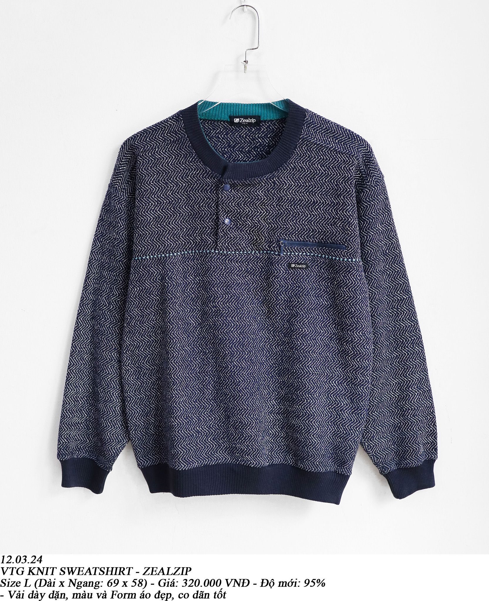  12.03.24 - VTG KNIT SWEATSHIRT - ZEAL ZIP 