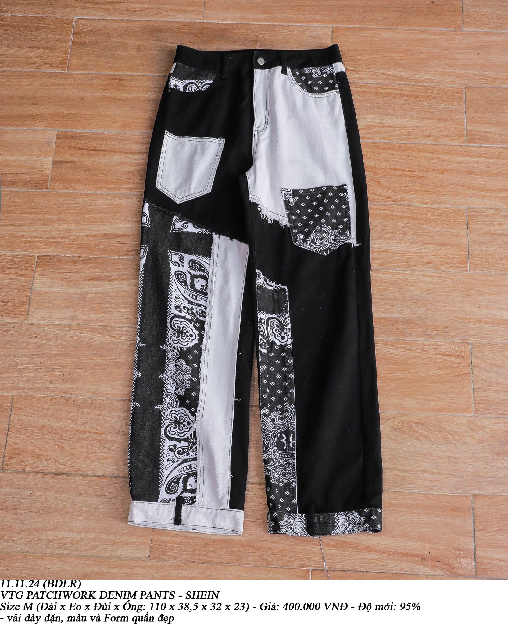  11.11.24 - VTG PATCHWORK DENIM PANTS - SHEIN 