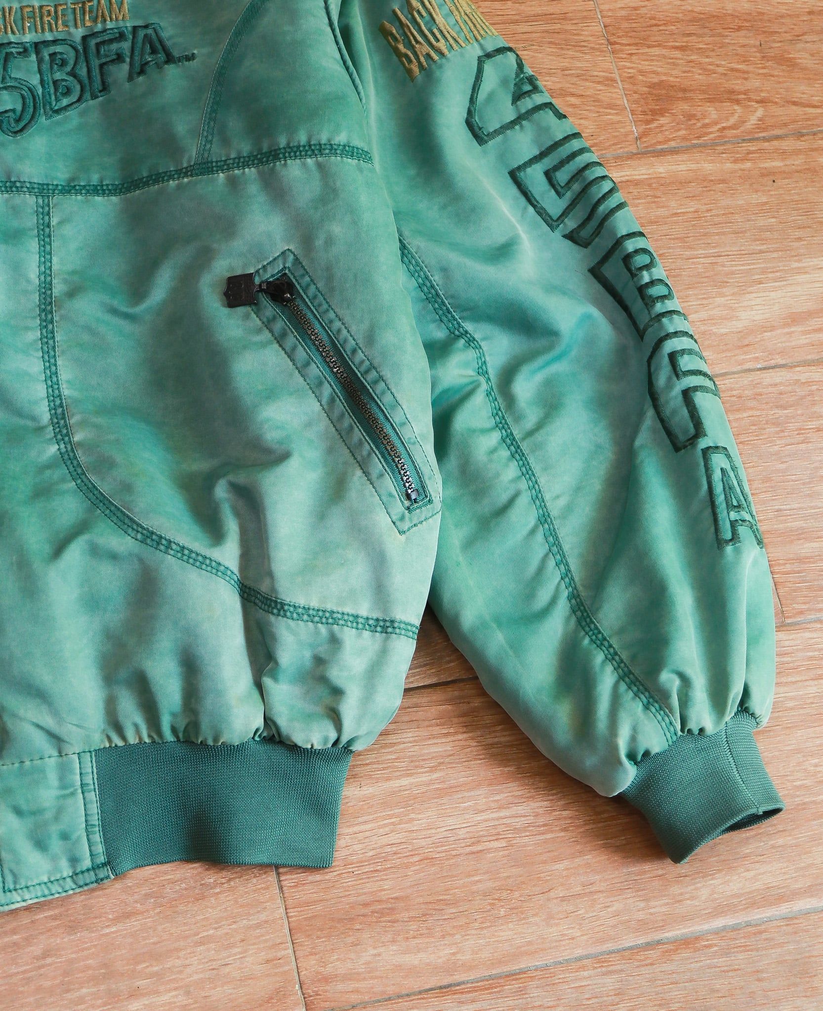  [PASS ĐỒ] - WASHED BOMBER JACKET - BLACK FIRE 90s 