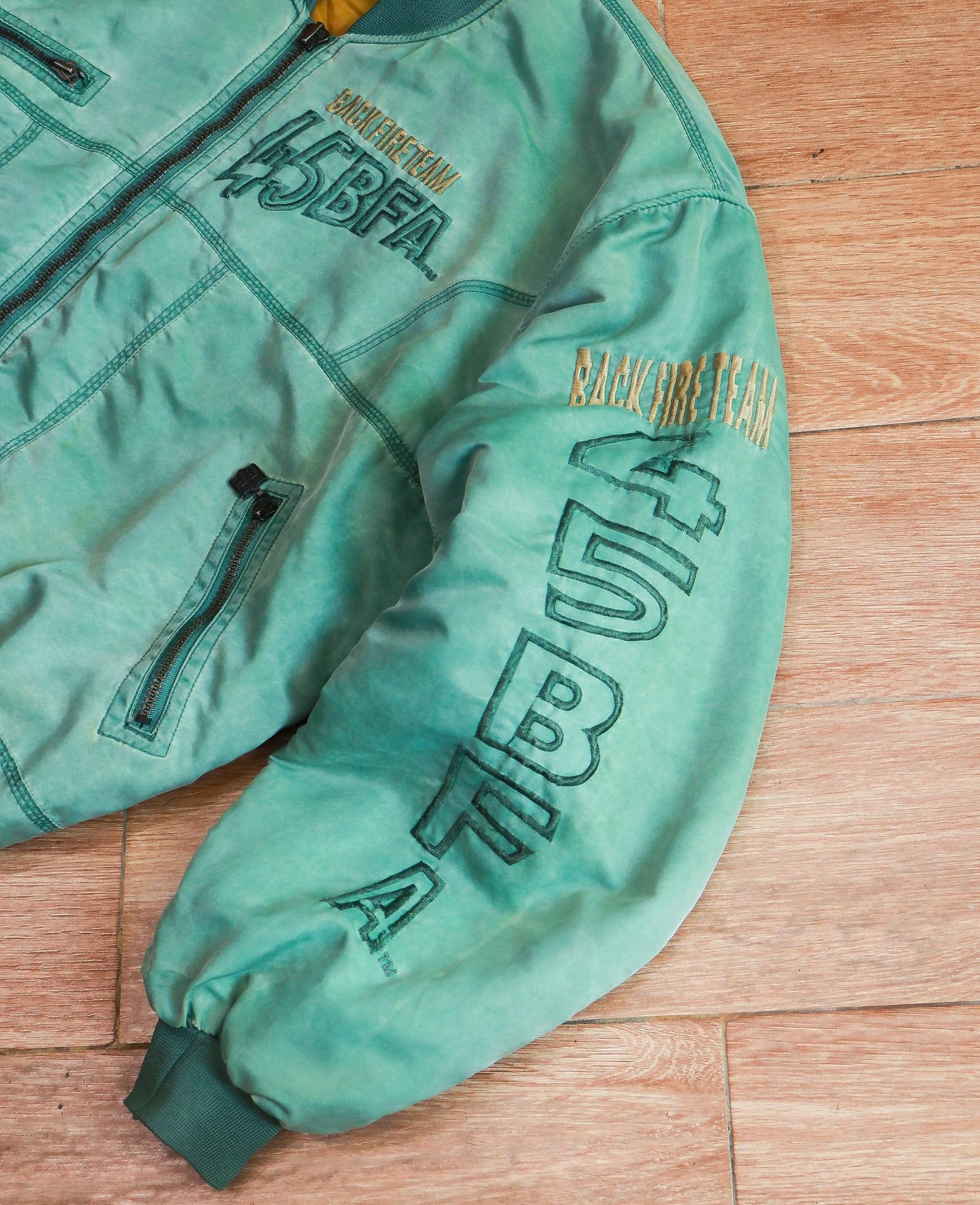  [PASS ĐỒ] - WASHED BOMBER JACKET - BLACK FIRE 90s 