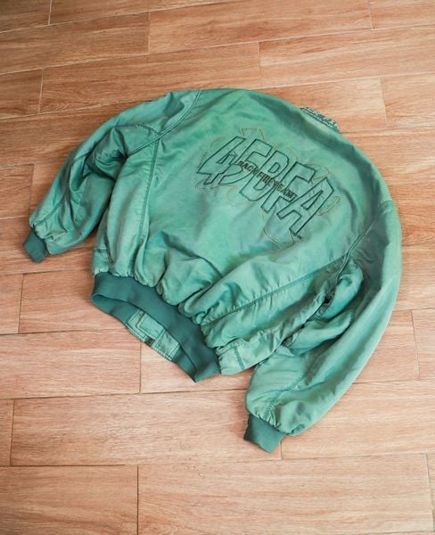  [PASS ĐỒ] - WASHED BOMBER JACKET - BLACK FIRE 90s 