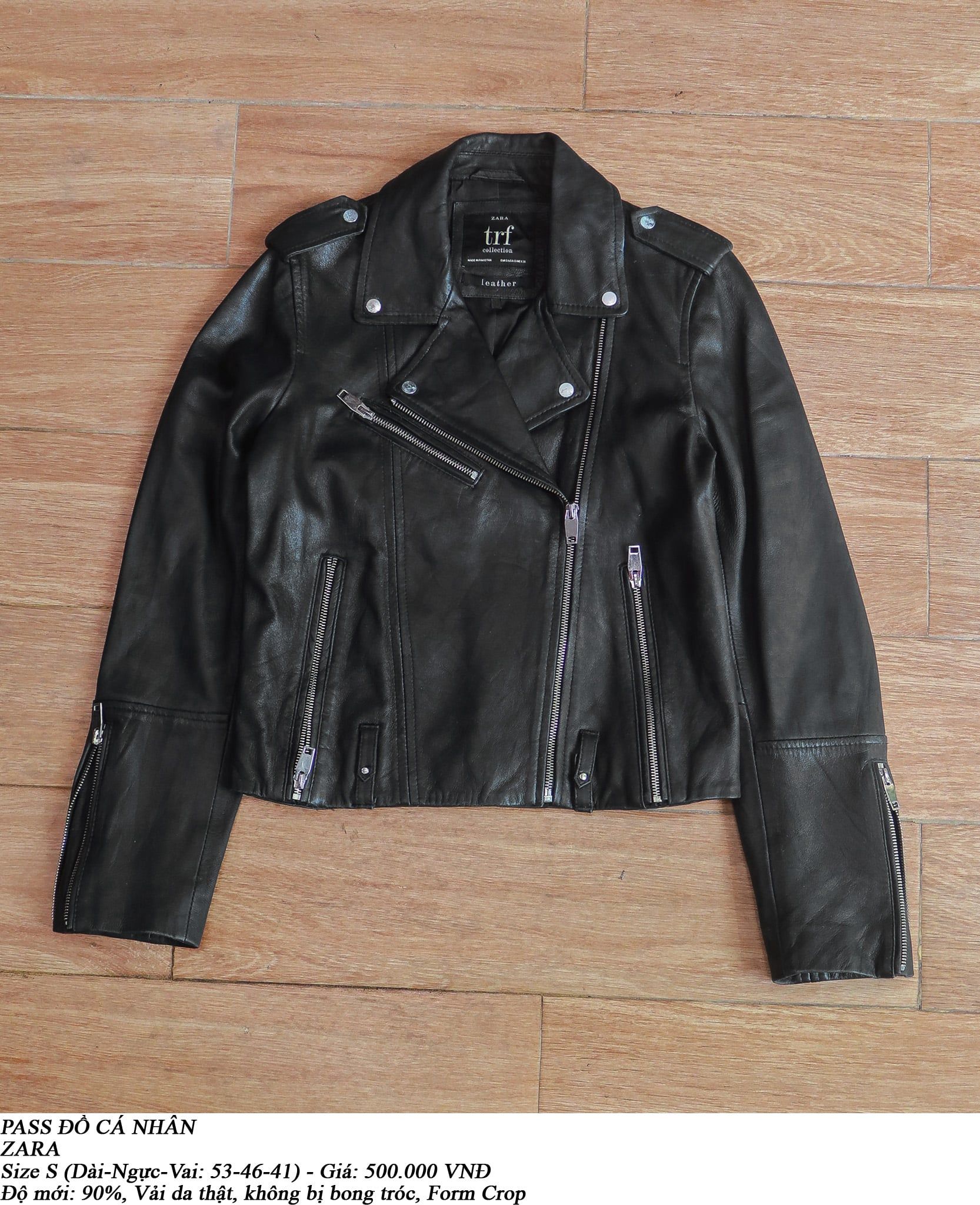  [PASS ĐỒ] - REAL LEATHER BIKER JACKET - ZARA 