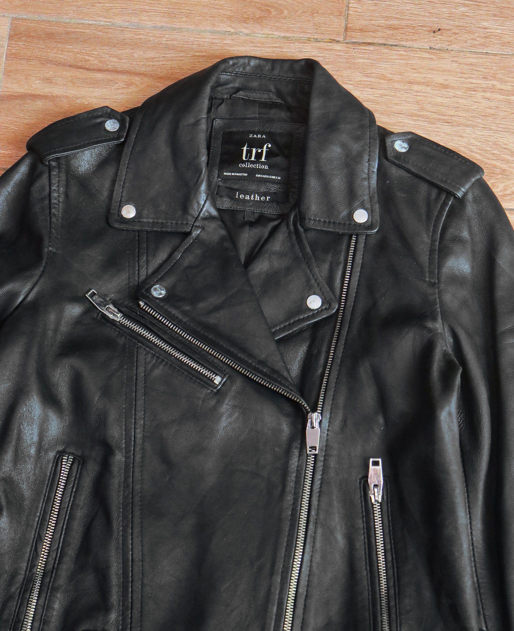  [PASS ĐỒ] - REAL LEATHER BIKER JACKET - ZARA 