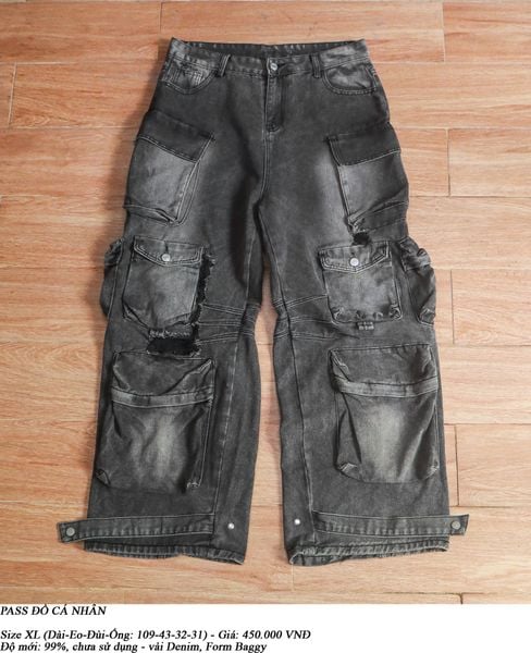  [PASS ĐỒ] - BAGGY DENIM CARGO PANTS 