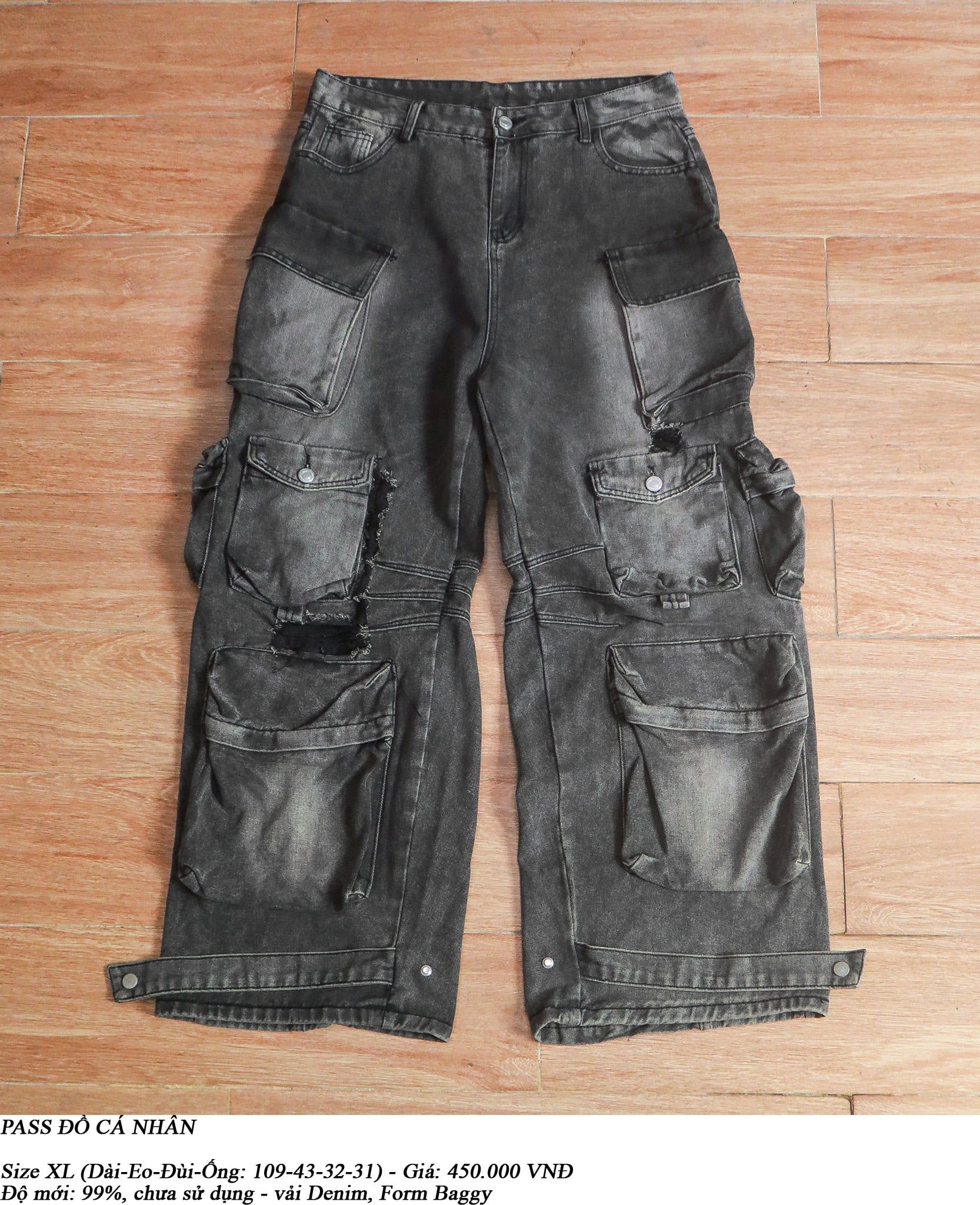  [PASS ĐỒ] - BAGGY DENIM CARGO PANTS 