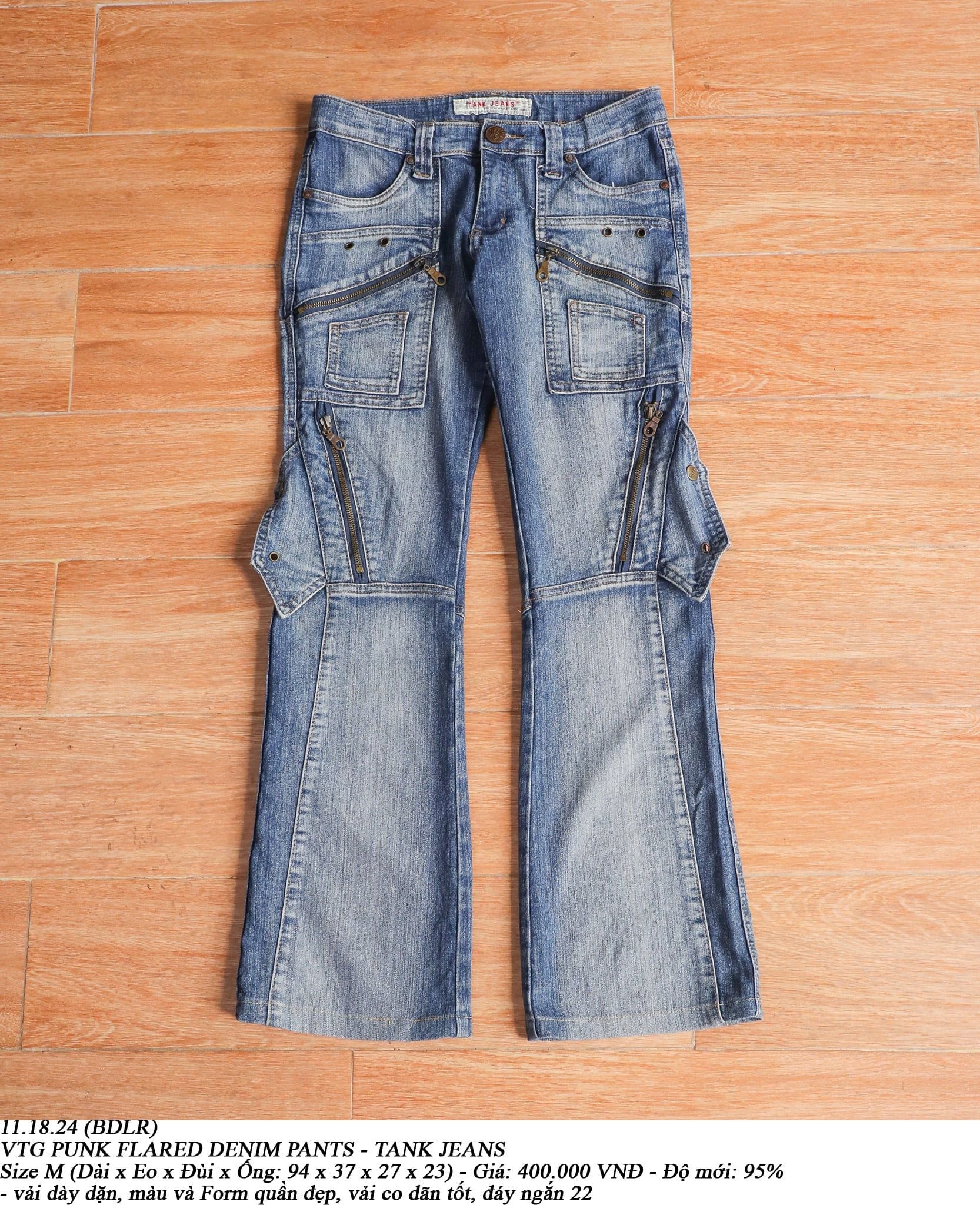  11.18.24 - VTG PUNK FLARED DENIM PANTS - TANK JEANS 