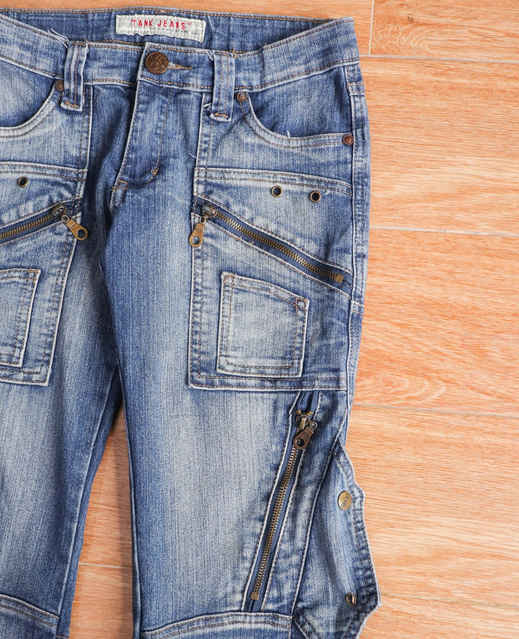  11.18.24 - VTG PUNK FLARED DENIM PANTS - TANK JEANS 