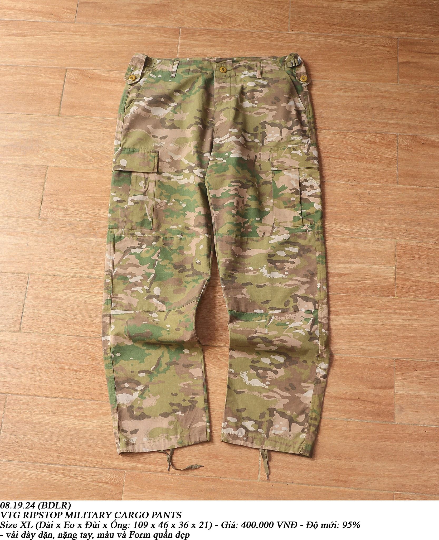  08.19.24 - VTG RIPSTOP MILITARY CARGO PANTS 