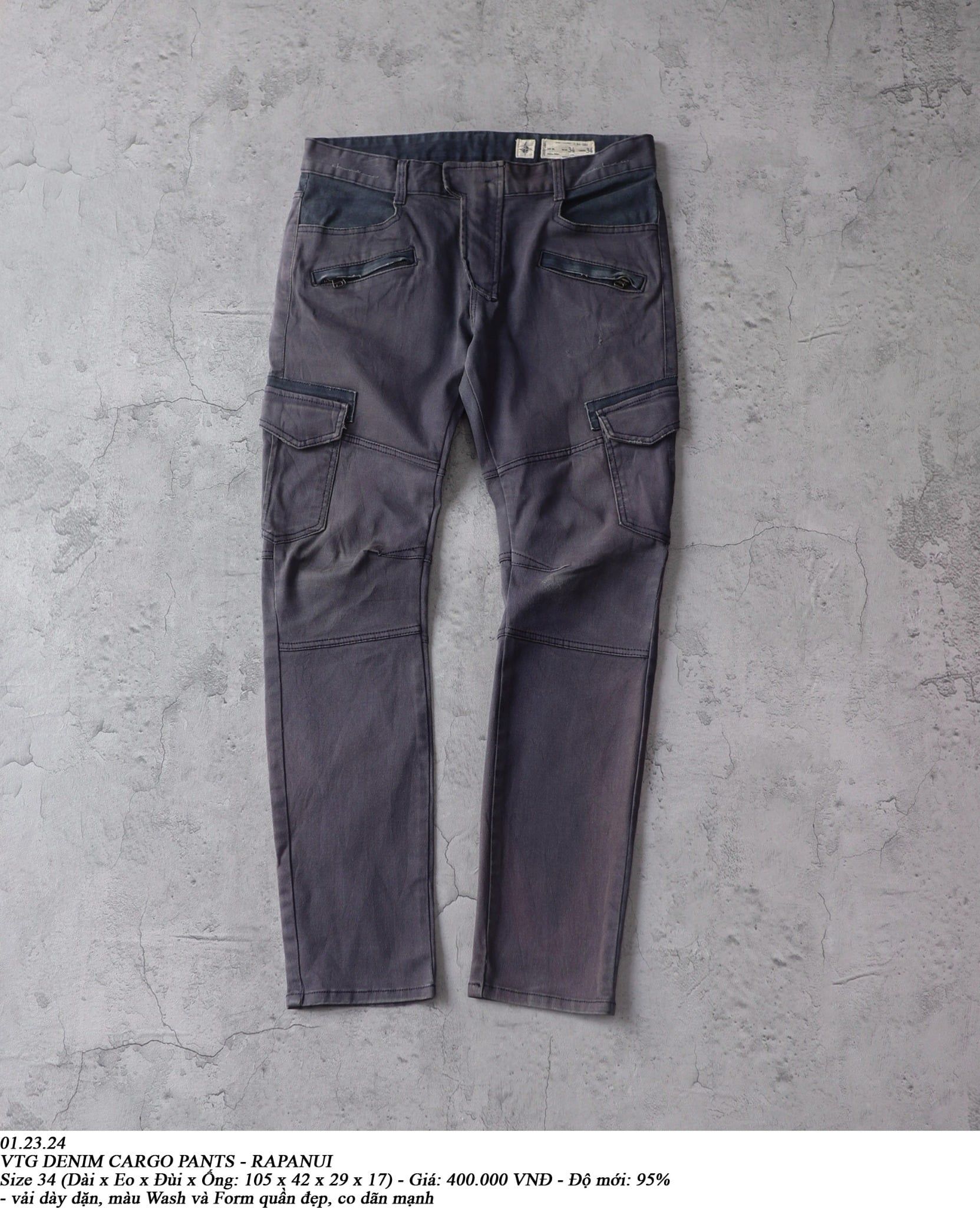  01.23.24 - VTG DENIM CARGO PANTS - RAPANUI 