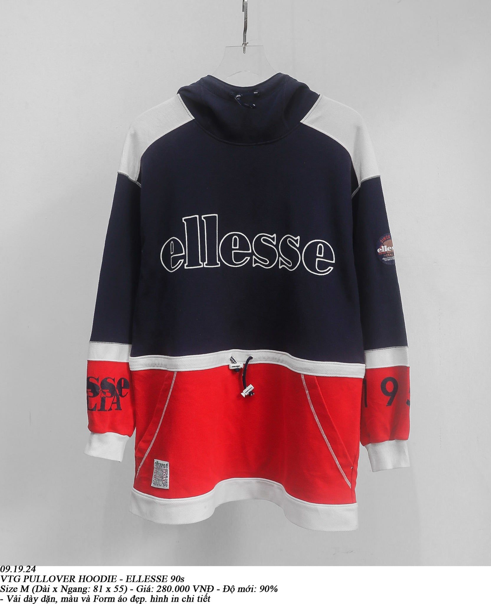  09.19.24 - VTG PULLOVER HOODIE - ELLESSE 90s 