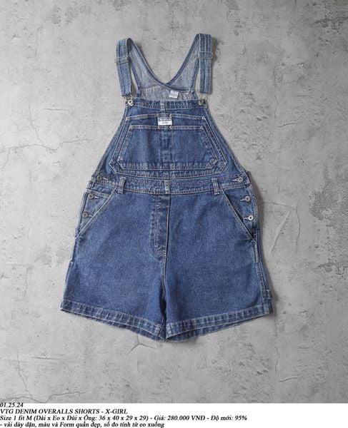  01.25.24 - VTG DENIM OVERALLS SHORT - X-GIRL 